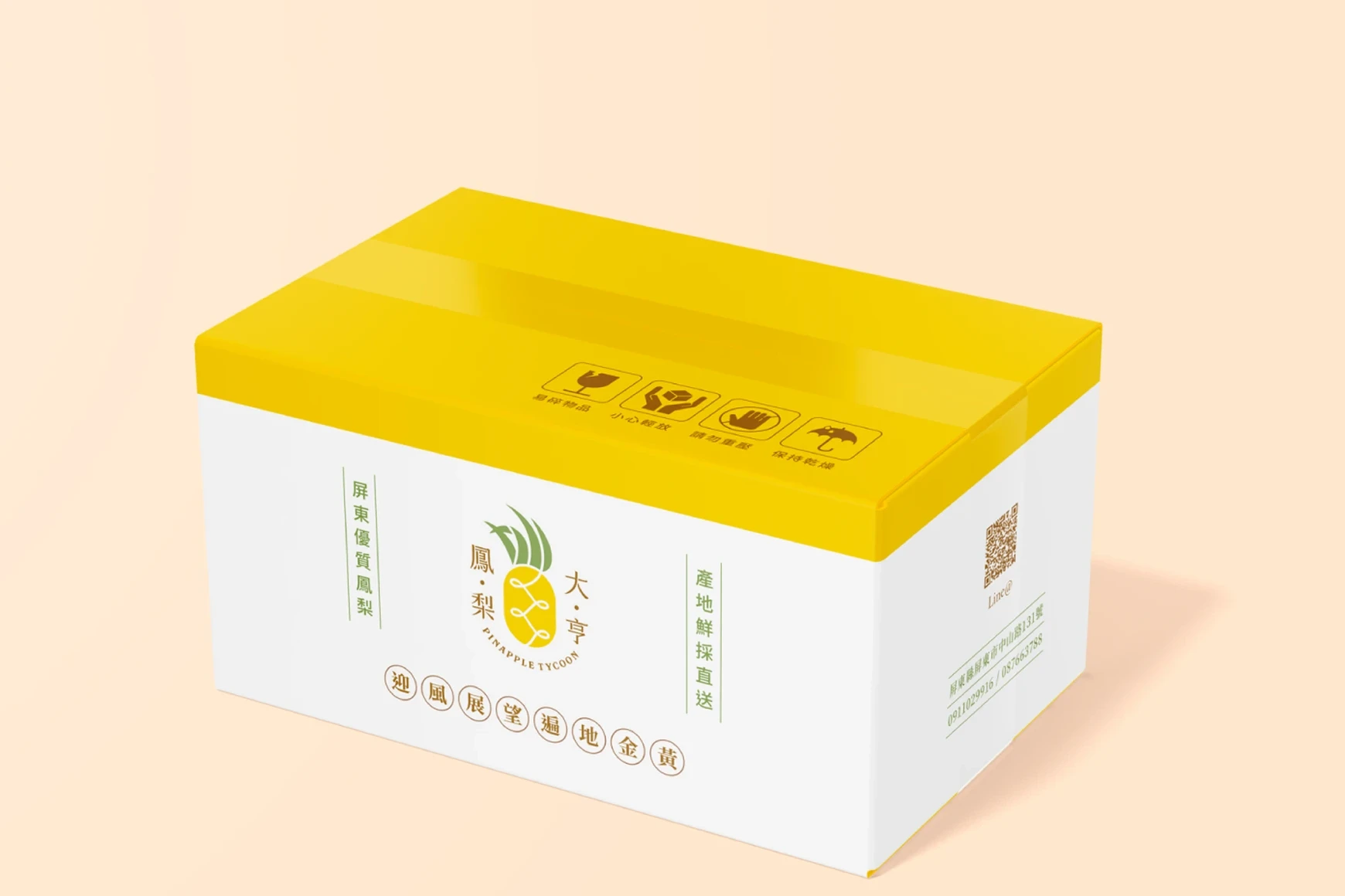 鳳梨大亨|黃白紙箱